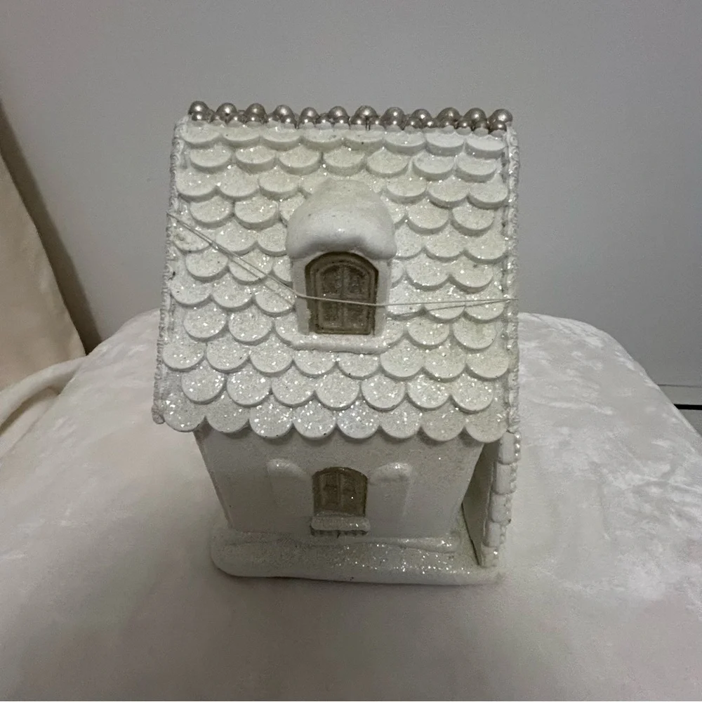 Elegant White and Silver Gingerbread House LED Light Up Christmas Decor